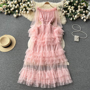 Alyssa Tiered Ruffle Mesh Dress