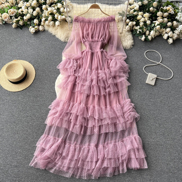 Alyssa Tiered Ruffle Mesh Dress