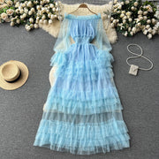 Alyssa Tiered Ruffle Mesh Dress