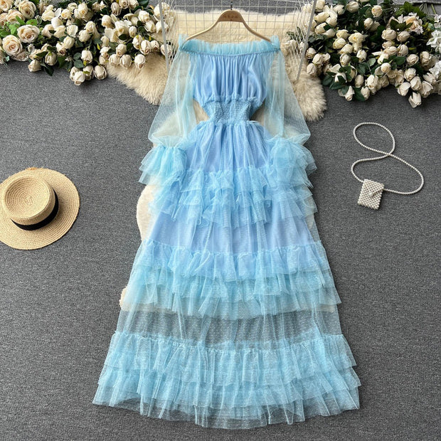 Alyssa Tiered Ruffle Mesh Dress