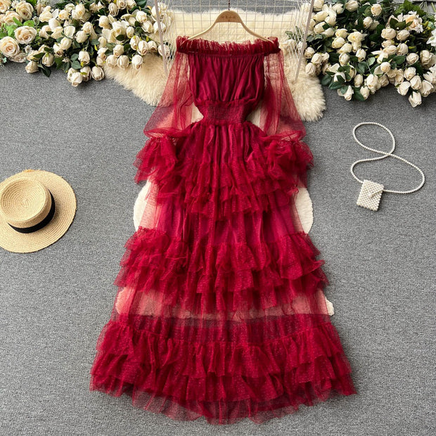 Alyssa Tiered Ruffle Mesh Dress