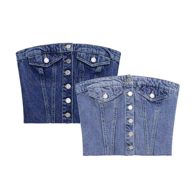 Aisha Strapless Denim Top