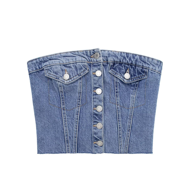 Aisha Strapless Denim Top