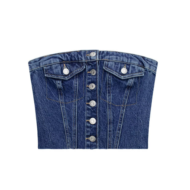 Aisha Strapless Denim Top