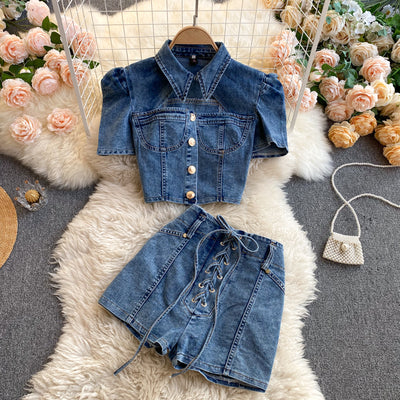 Claire Denim Two Piece Set