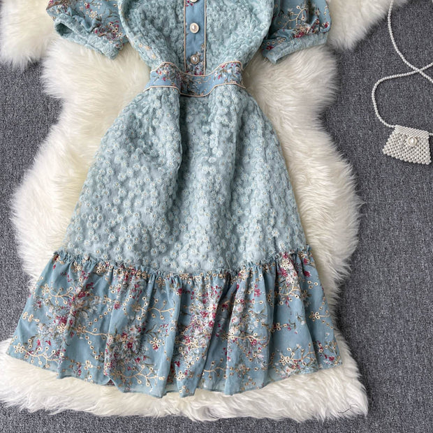 Allison Embroidered Puff Sleeve Dress