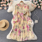 Lillian Pleated Chiffon Dress