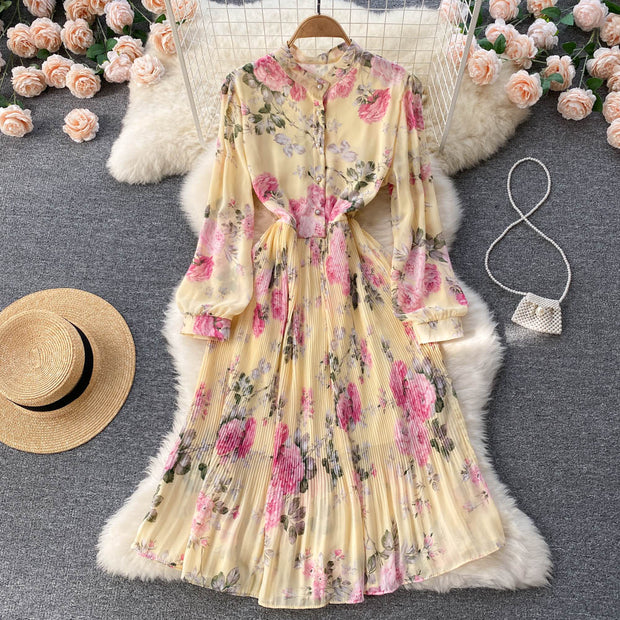 Lillian Pleated Chiffon Dress