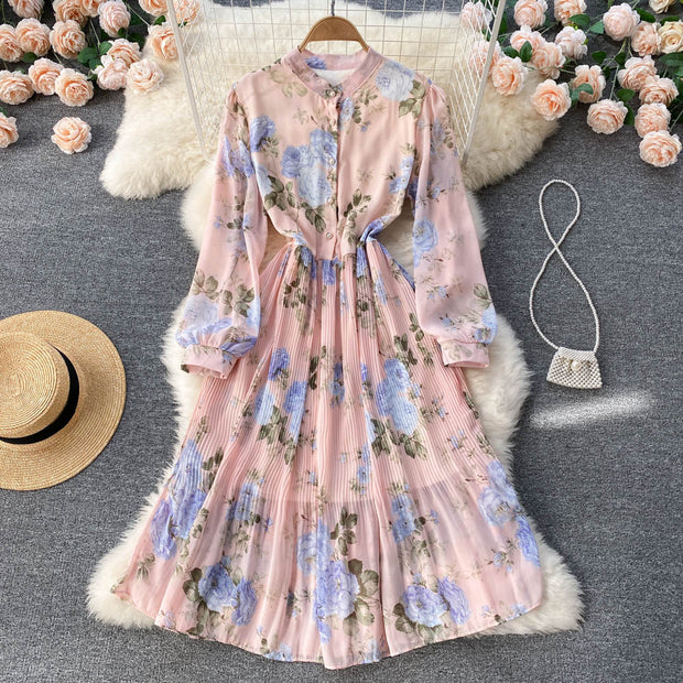 Lillian Pleated Chiffon Dress