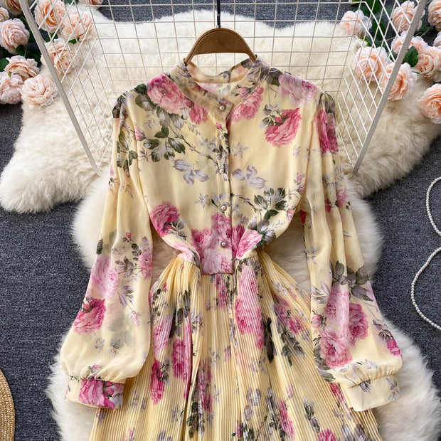 Lillian Pleated Chiffon Dress