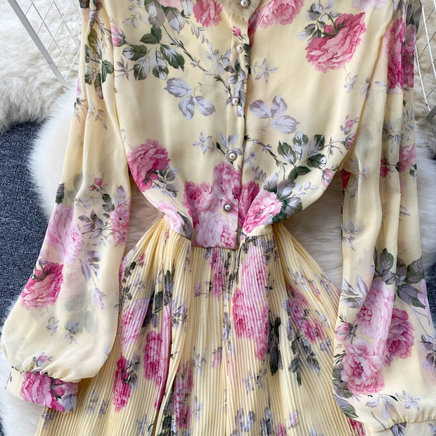 Lillian Pleated Chiffon Dress