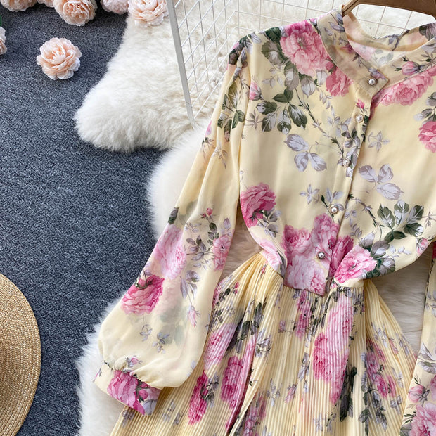 Lillian Pleated Chiffon Dress