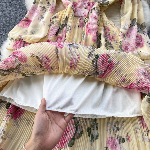 Lillian Pleated Chiffon Dress