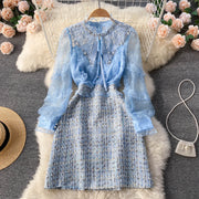 Ollie Embroidered Lace Tweed Dress