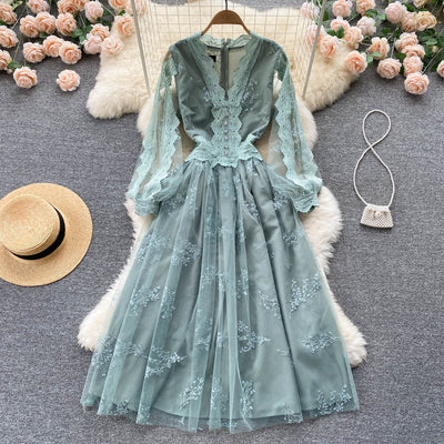 Greer Lace Mesh Dress