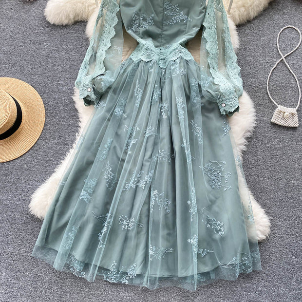 Greer Lace Mesh Dress